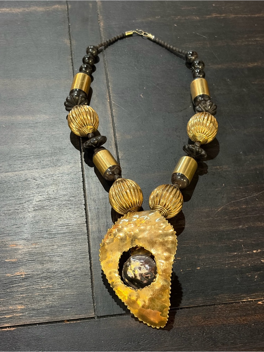 Black and Gold Brutalist Statement Necklace